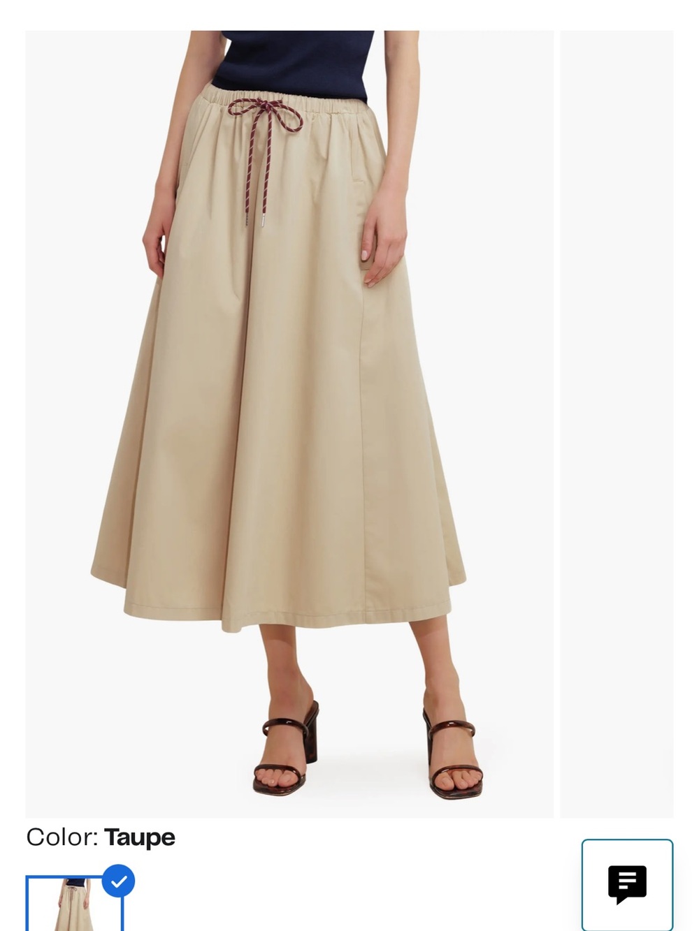 Taupe Drawstring Full Skirt - Casual Elegant Circle Skirt